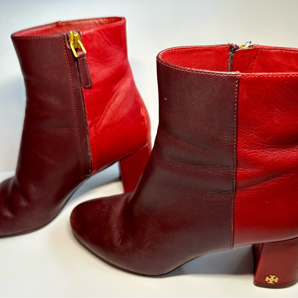 Tory Burch Two-Tone Red Heeled Chelsea Boots 7M